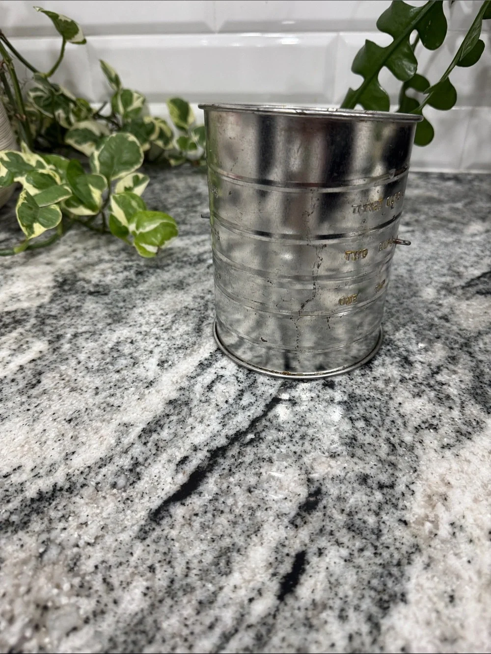 Vintage Stainless Steel Flour Sifter | 3-Cup Capacity with Wooden Knob Crank